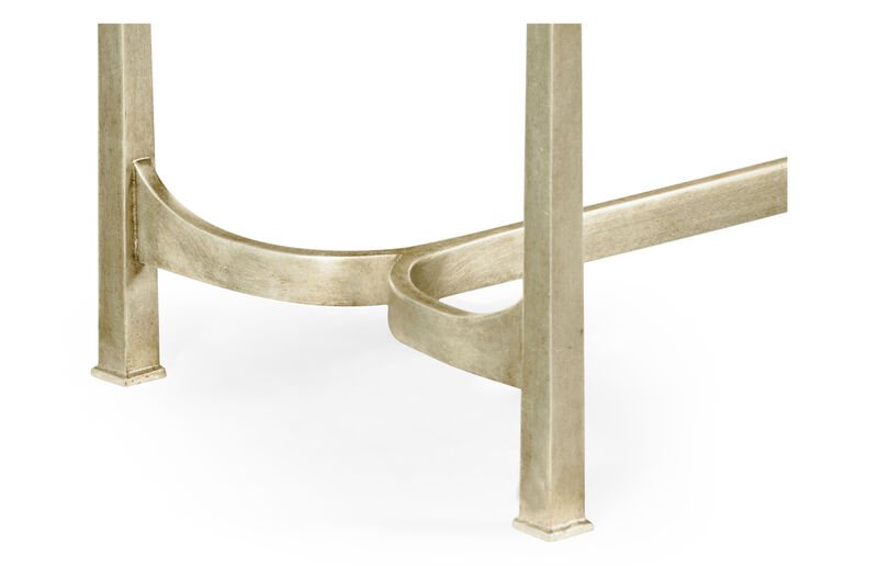 Luxe Silver Iron & Cream Leather Bench