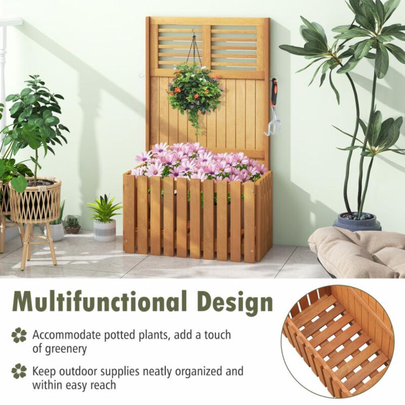 Hivvago Wooden Raised Garden Bed with Privacy Screen