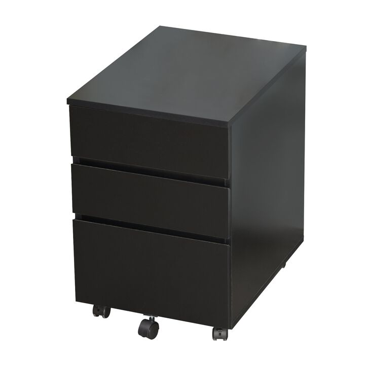 Black Office Assistant: 3-Drawer Mobile File Cabinet/Printer Stand