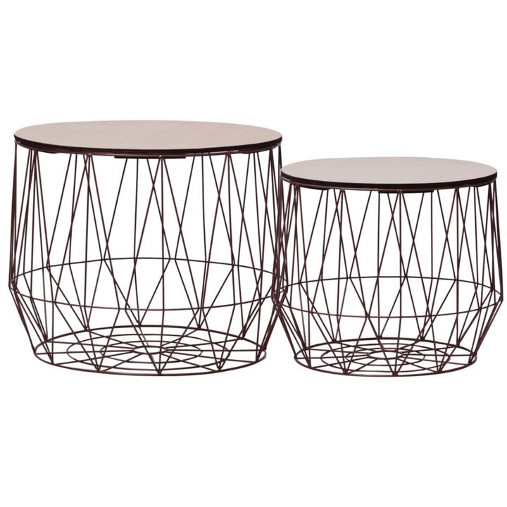 vidaXL Coffee Table 2 pcs Copper