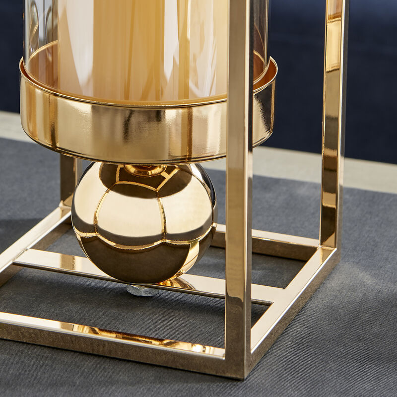 Luna Warm Gold Tinted Glass Large Hurricane Candle Holder