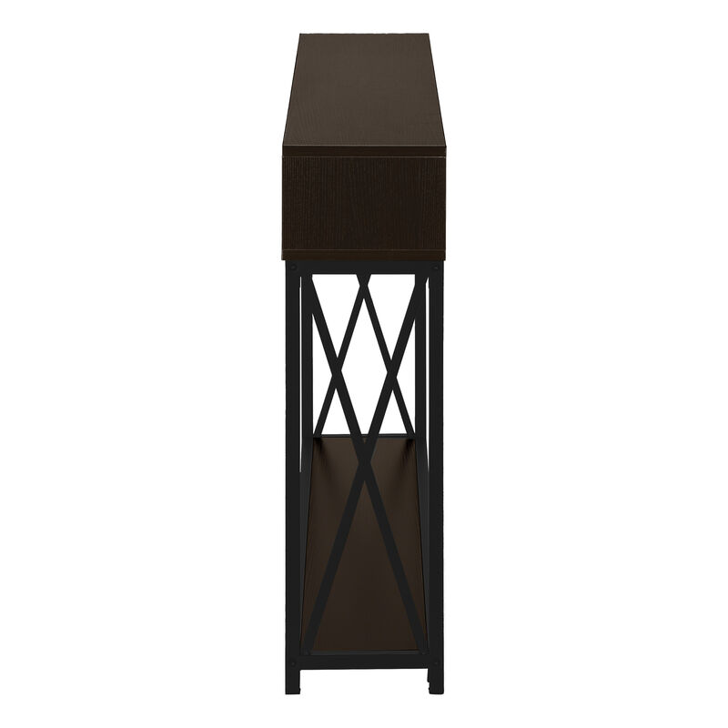 Monarch Specialties I 3574 Accent Table, Console, Entryway, Narrow, Sofa, Living Room, Bedroom, Metal, Laminate, Brown, Black, Contemporary, Modern