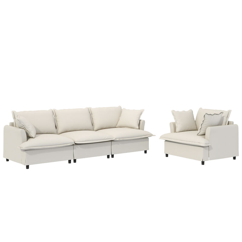 Merax 2 Pieces Living Room Sofa Set with Throw Pillows