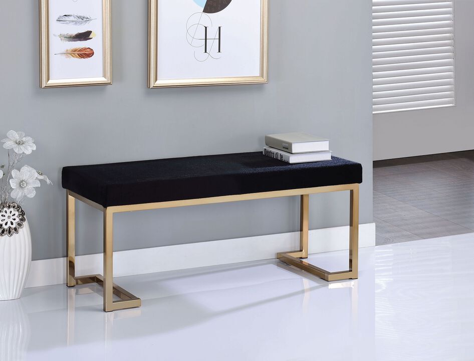 Fabric Bench in Black and Champagne Finish