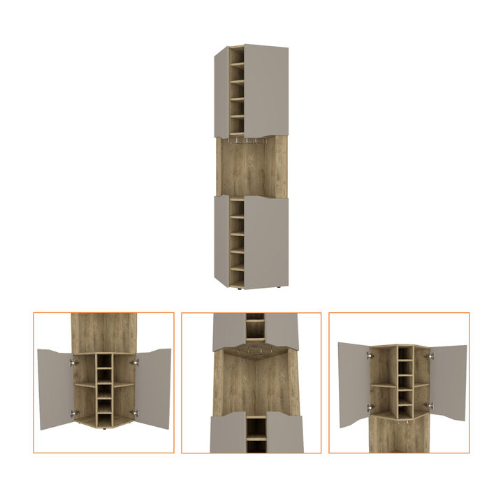 Essex 10-Bottle Bar Cabinet Macadamia And Taupe