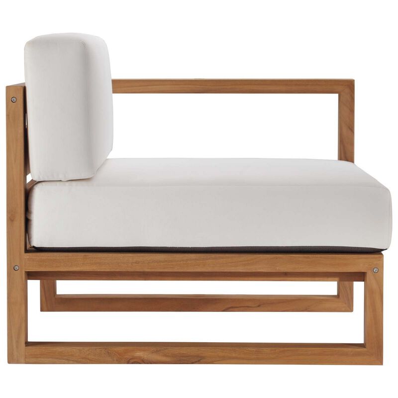Upland Outdoor Patio Teak Wood 2-Piece Sectional Sofa Loveseat-Benzara