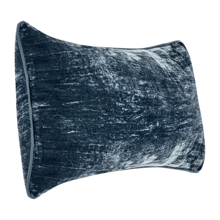 Timo Lumbar Throw Pillow, 14x26 Inch Blue Silk Viscose, Reversible  - Benzara