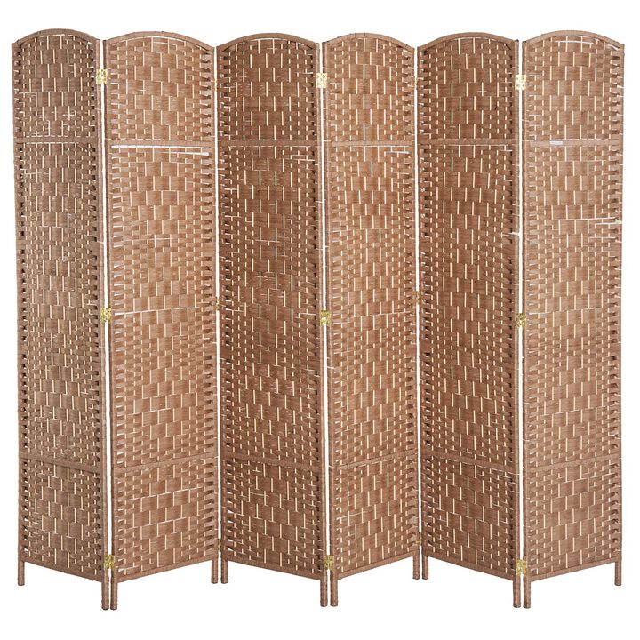 Natural Wide Separator: 6-Panel 6' Tall Wicker Privacy Screen