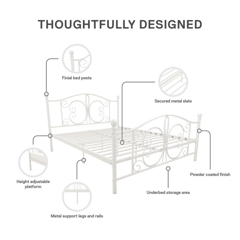 Atwater Living Bradford Metal Bed, White, Full