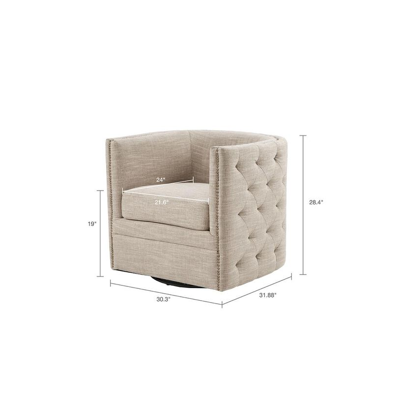 Belen Kox Cream Swivel Lounge Chair, Belen Kox