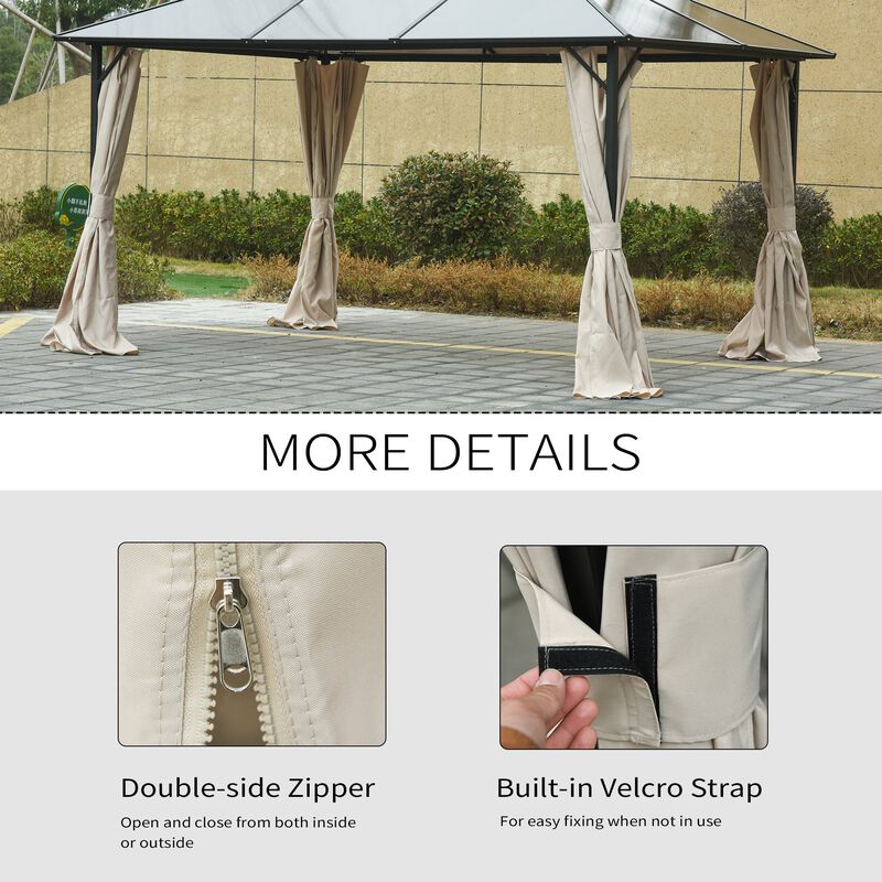 Beige Gazebo Side Panels: 10' x 13' 4-Panel Set with 48 Attachments