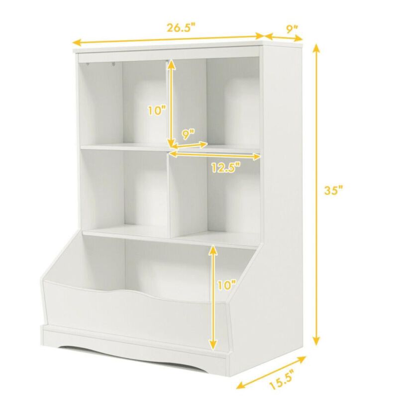 Hivvago 3-Tier Children's Multi-Functional Bookcase Toy Storage Bin Floor Cabinet