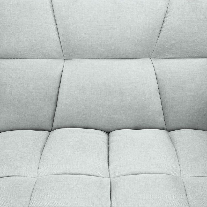 Split Back Design Convertible Linen Tufted Futon w/ 2 Pillows