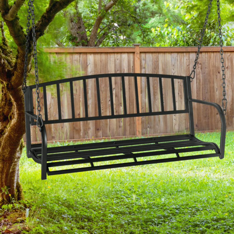 Sturdy Iron Art Swing with Vertical Bar Backrest and 200kg Capacity