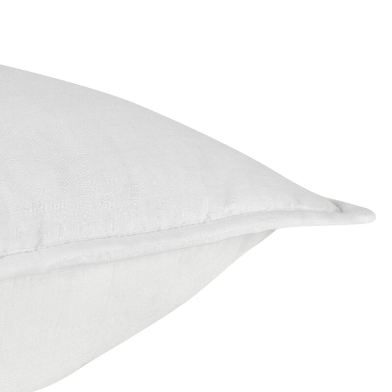 Rawi Square Euro Pillow Sham, 26 Inch Channel White Cotton Ramie - Benzara