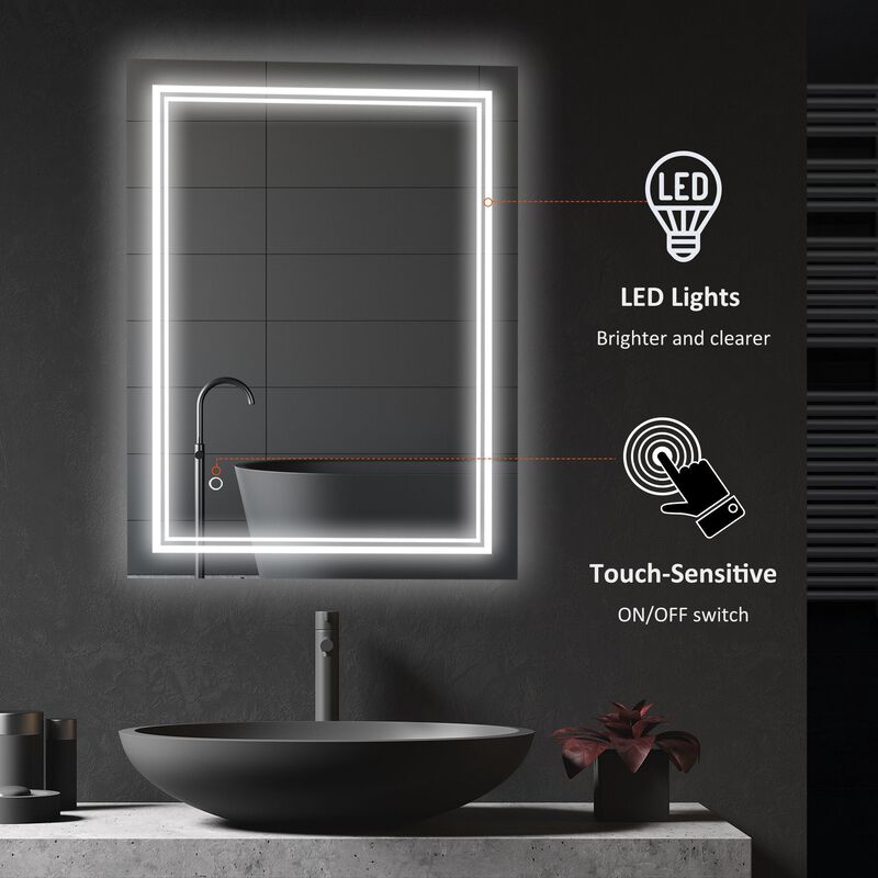 Modern Bathroom Mirror: 32x24 LED Lighted Smart Touch Vanity Mirror
