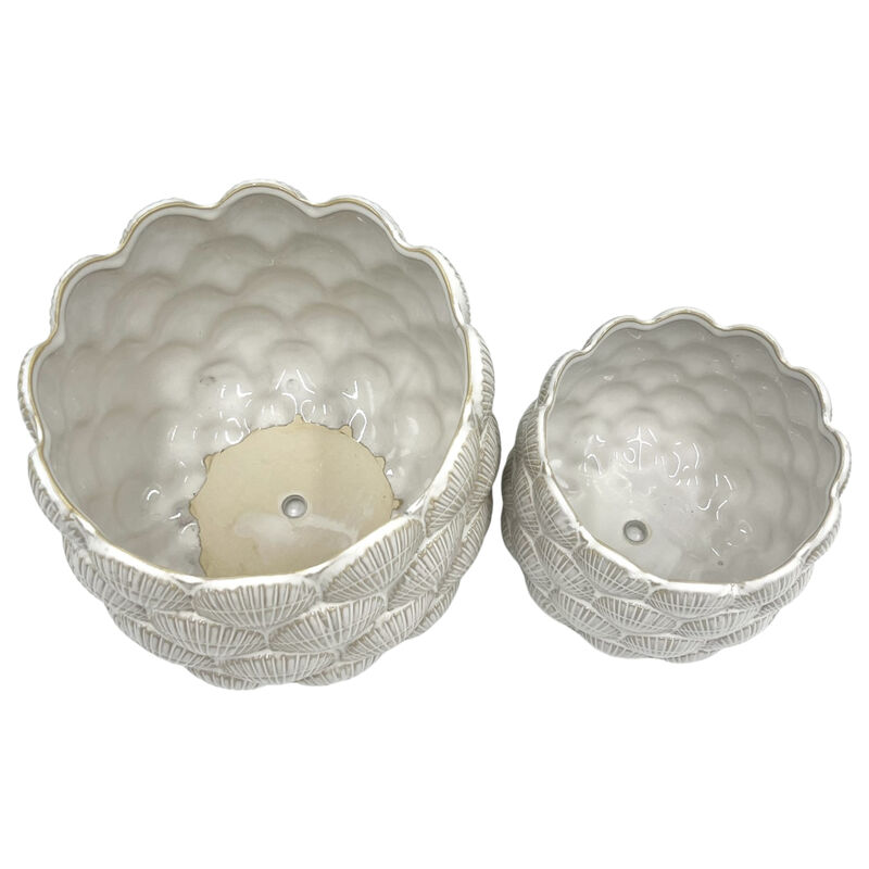 White Stone Seashell Planters
