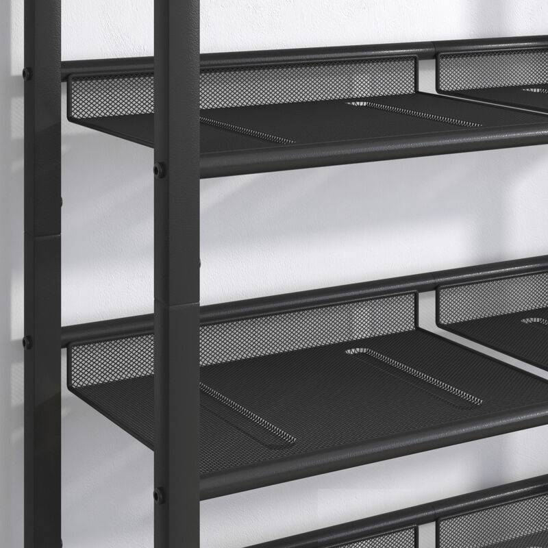 Adjustable 5-Layer Industrial Shoe Rack with Mesh Shelves