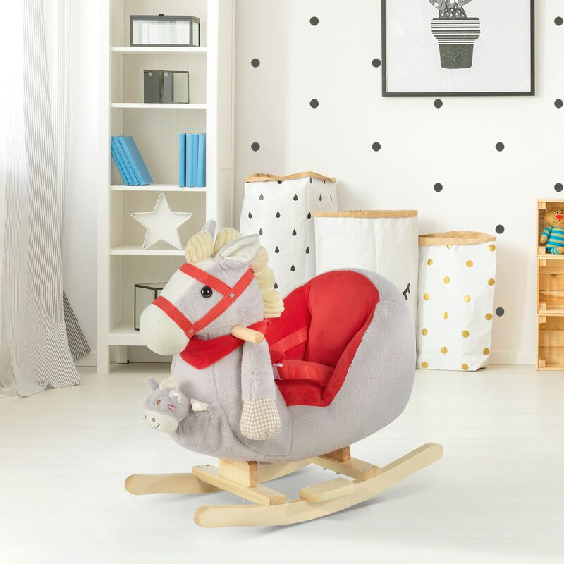 Gray Interactive Rocker: Horse with Cradlesong and Puppet for Toddlers