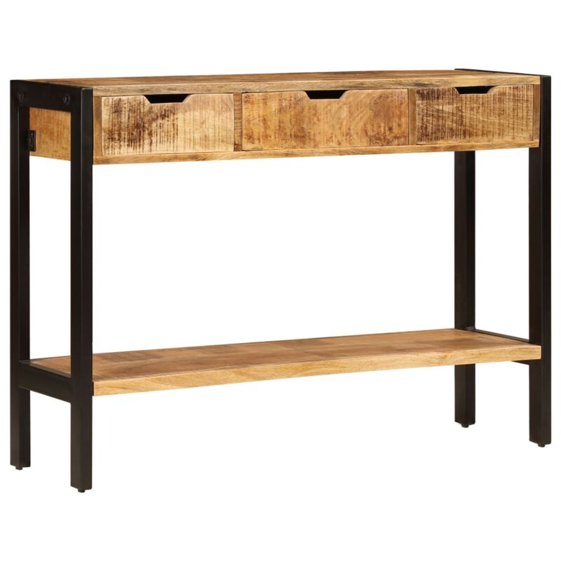 vidaXL Console with 3 Drawers 43.3"x13.8"x29.5" Solid Mango Wood