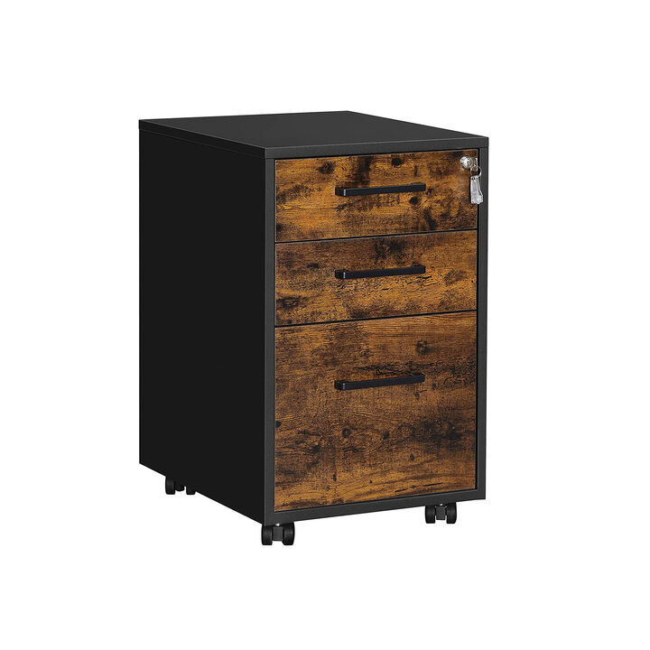 Mobile File Cabinet with Wheels and Lock for A4, Legal, and Letter Documents