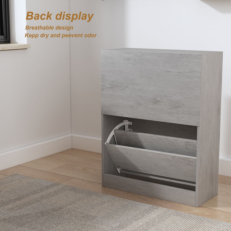Grey Entryway Shoe Cabinet Spcase Saving Cabinet with 2 Drawers