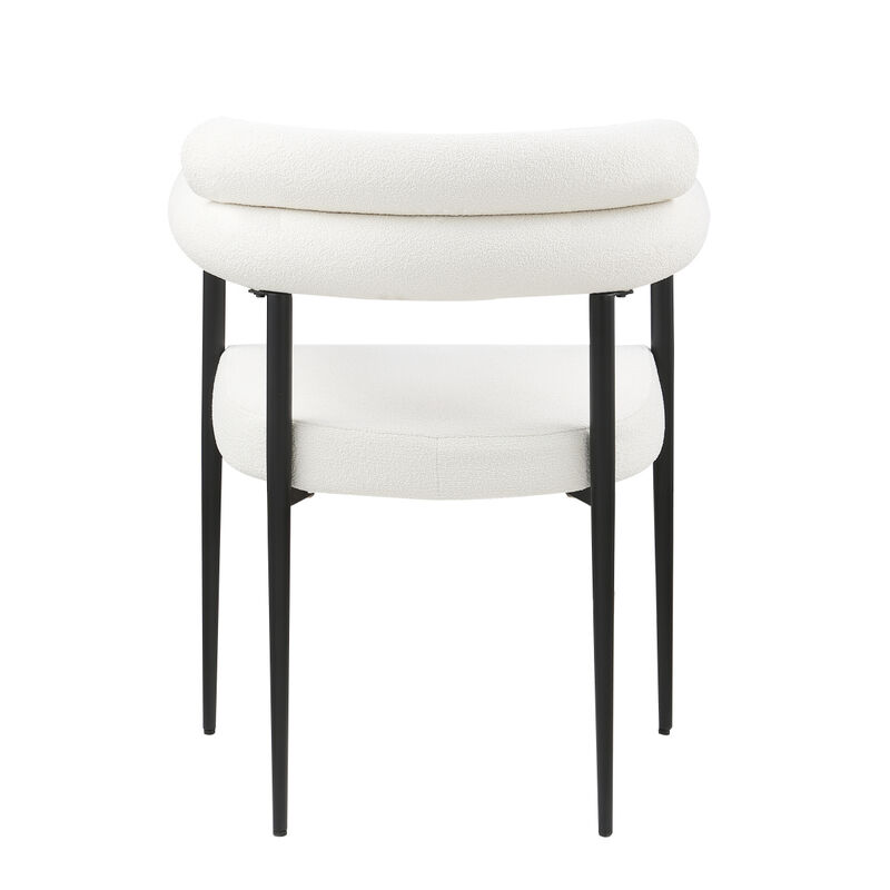 Mid Century Dining Chairs Set with Boucle Backrest