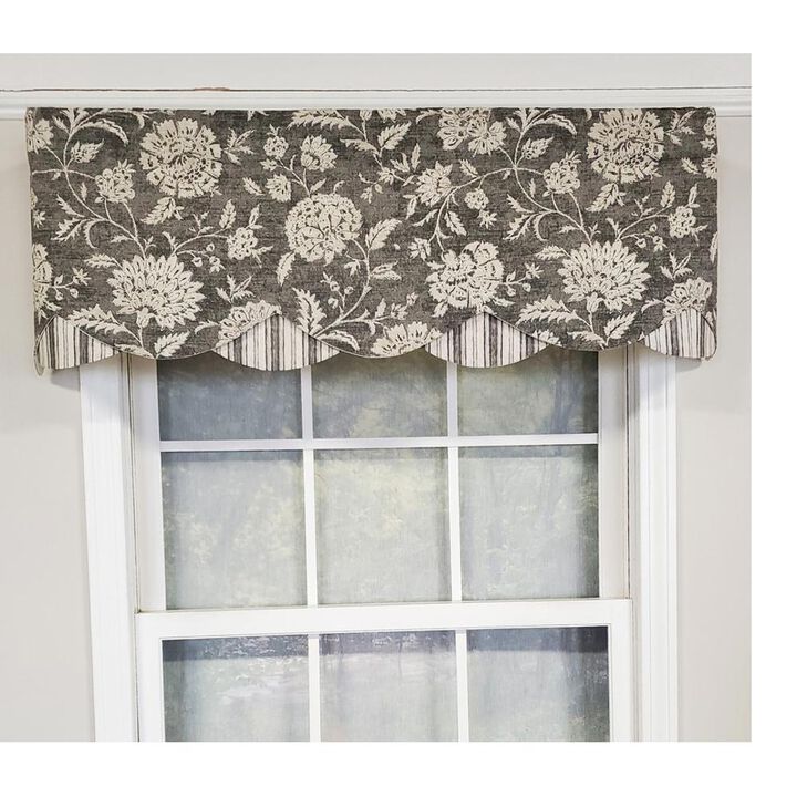 RLF Home Luxurious Modern Design Classic Basanti Petticoat Style Window Valance 50" x 15" Navy