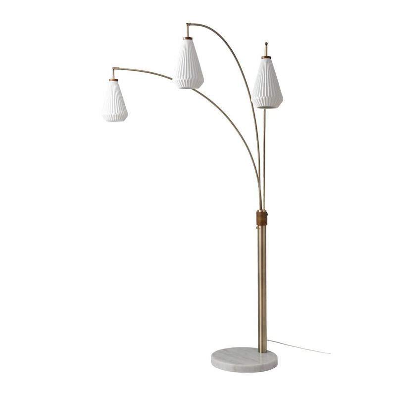 NOVA OF CALIFORNIA Concord Bone Porcelain Shade 3 Light Arc Floor Lamp - 85