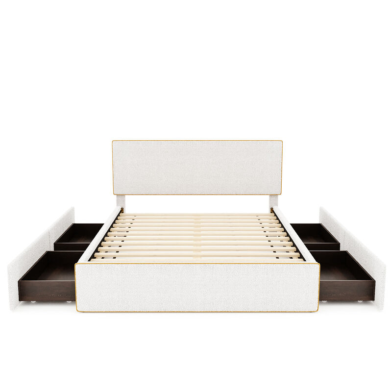 Merax Upholstered Platform Bed with 4 Drawers