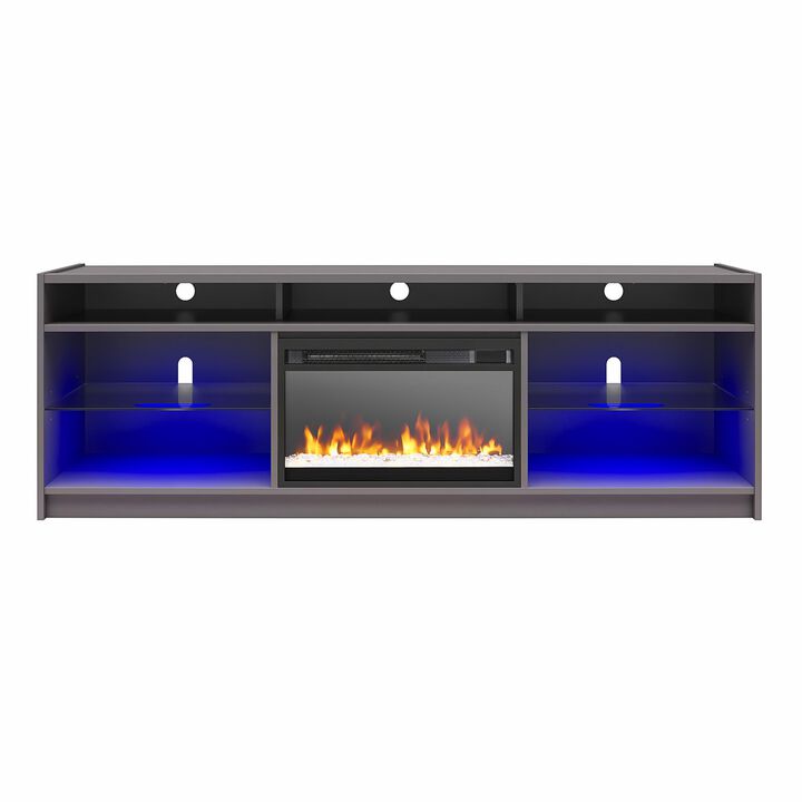 Ameriwood Home Luna Fireplace Space Heater TV Stand for TVs up to 75", Graphite Gray
