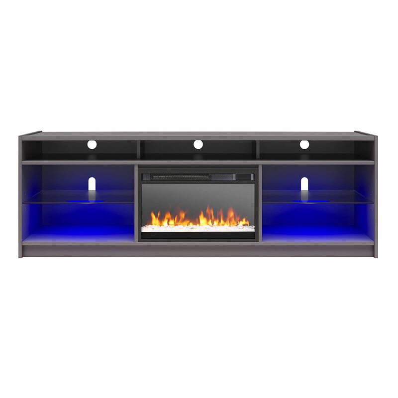 Ameriwood Home Luna Fireplace Space Heater TV Stand for TVs up to 75", Graphite Gray