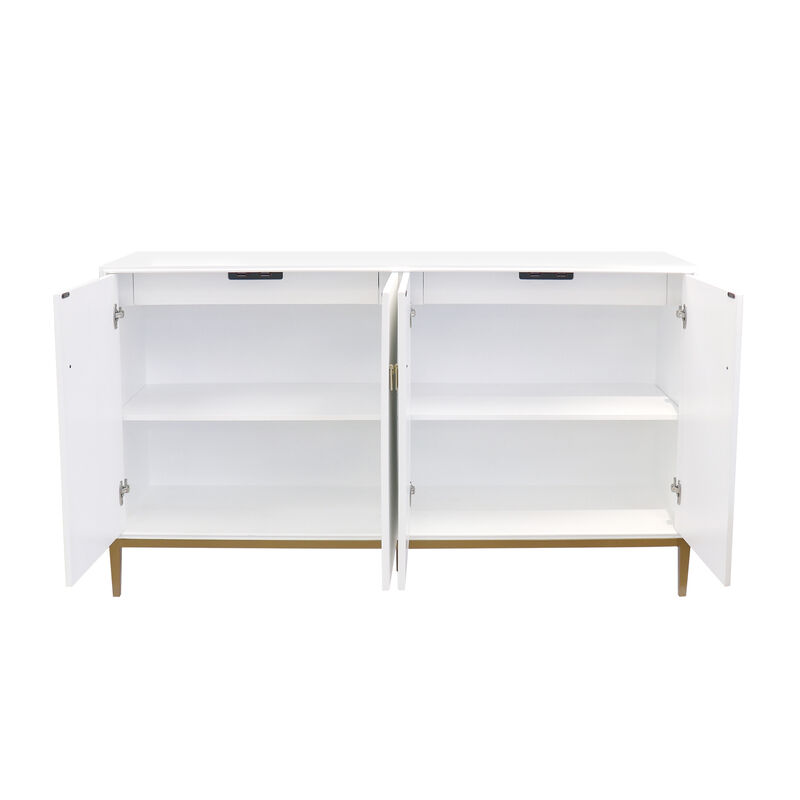 Pasargad Home Victoria Ivory Sideboard, 4 Doors, 2 Drawer with Bronze Metal Frame