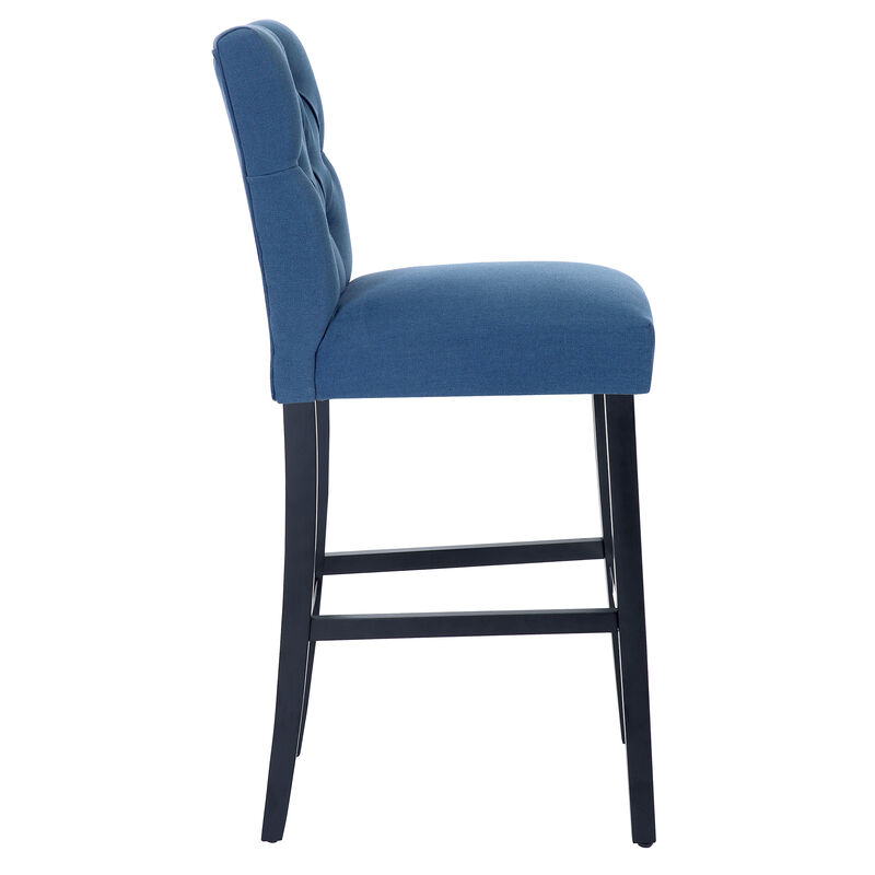 WestinTrends 29" Linen Fabric Tufted Upholstered Bar Stool (Set of 3), Black