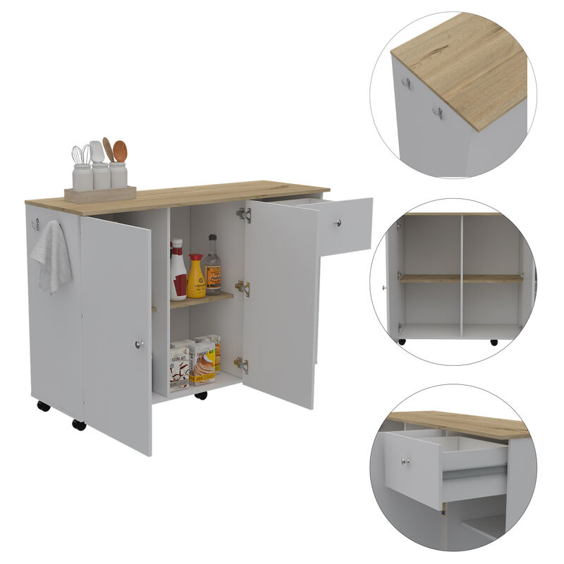 Streamdale Sayville 2-Drawer 2-Shelf Kitchen Island White And Pine