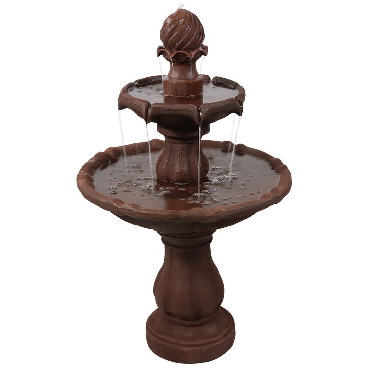 Sunnydaze Resin Outdoor 2-Tier Solar Water Fountain with Battery