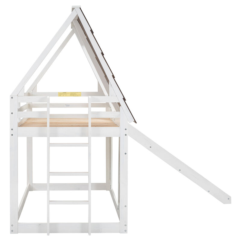 Merax House Bunk Bed with Ladder and Slide