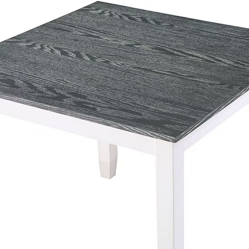 Helio 5 Piece Counter Height Dining Table and Chairs Set, White Wood, Gray - Benzara