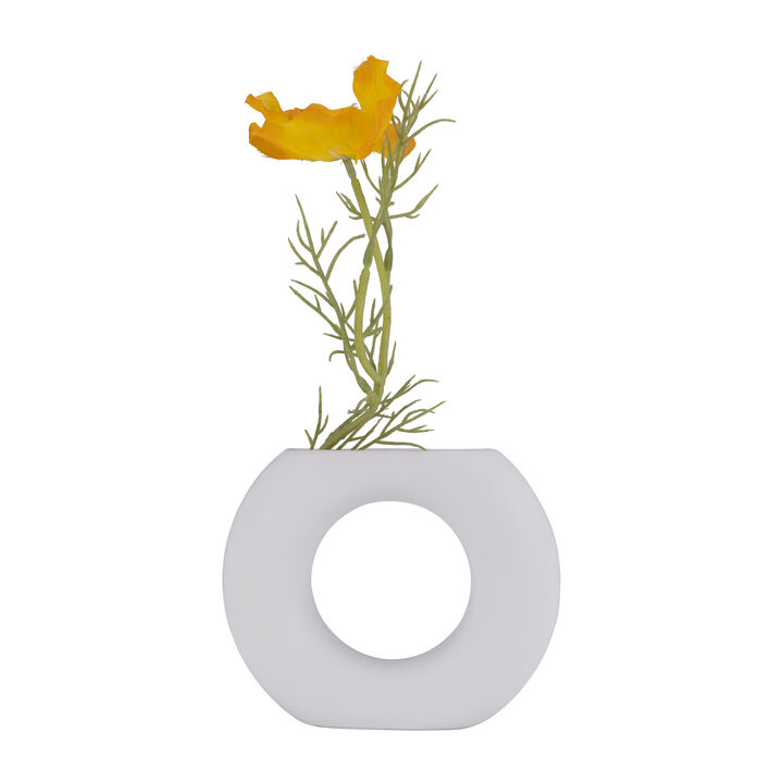 5" Wht Stone Donut CutOut Vase