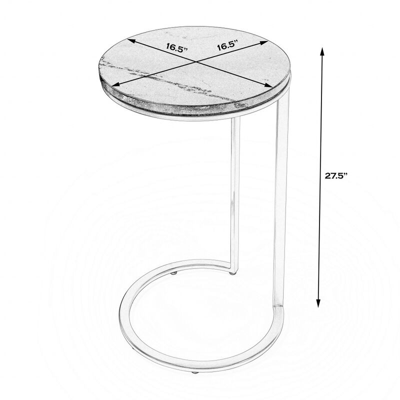 28"" Black Marble Round End Table