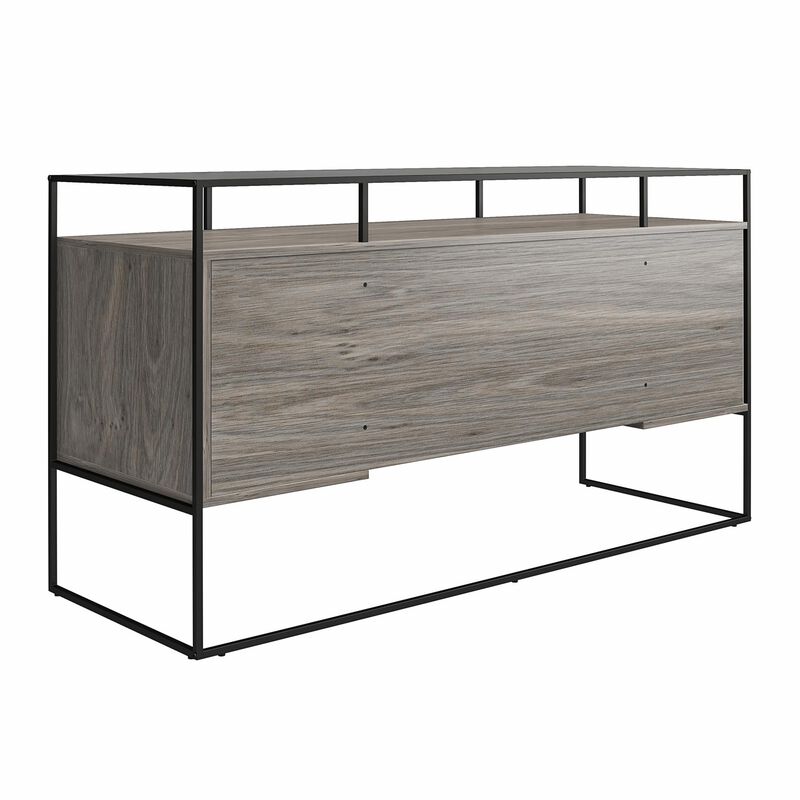 Camley Modern Desk with Fluted Glass Top