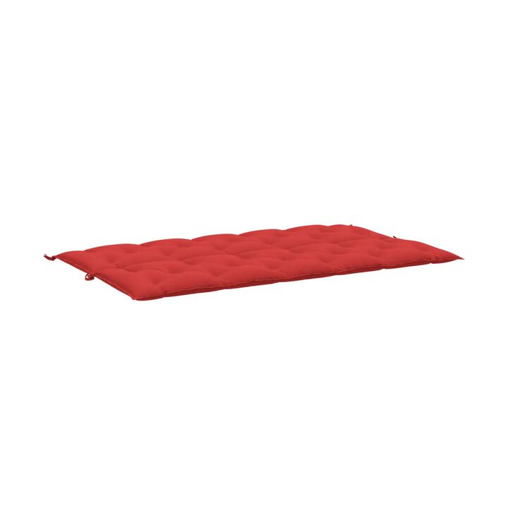 Claire Outdoor Cushion for Bench, Button Tufted Red Fabric, 71 Inch - Benzara