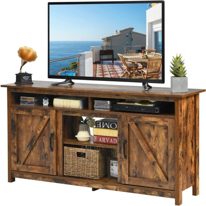Hivvago 60â€Industrial TV Stand Entertainment Center with Shelve and Cabinet-Brown