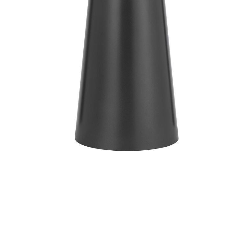Tiy 30 Inch Table Lamp, White Hardback Drum Shade, Gray Iron Cone Base - Benzara