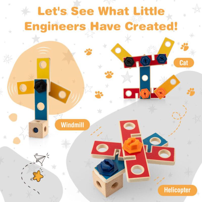 Hivvago Wooden Pretend Play Workbench Set with Blackboard for Toddlers Ages 3+