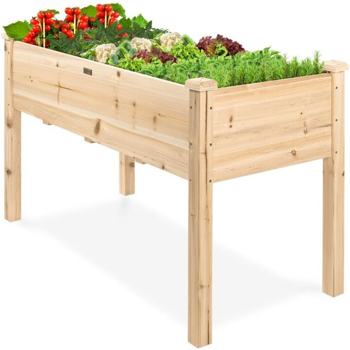 QuikFurn Farmhouse Wood 48x24x30in Raised Garden Bed Elevated Garden Planter Stand