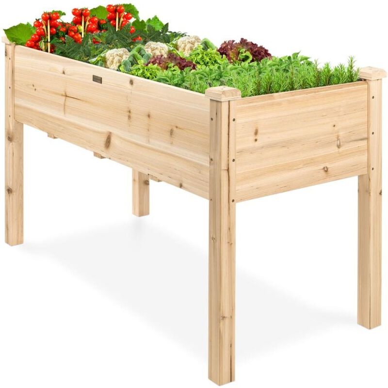 QuikFurn Farmhouse Wood 48x24x30in Raised Garden Bed Elevated Garden Planter Stand
