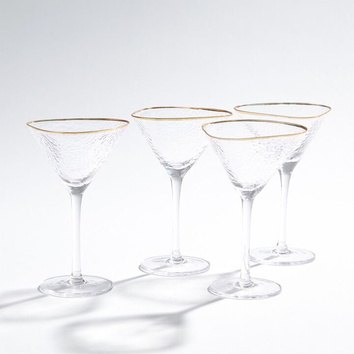 Set of 4 Hammered Martini Glasses