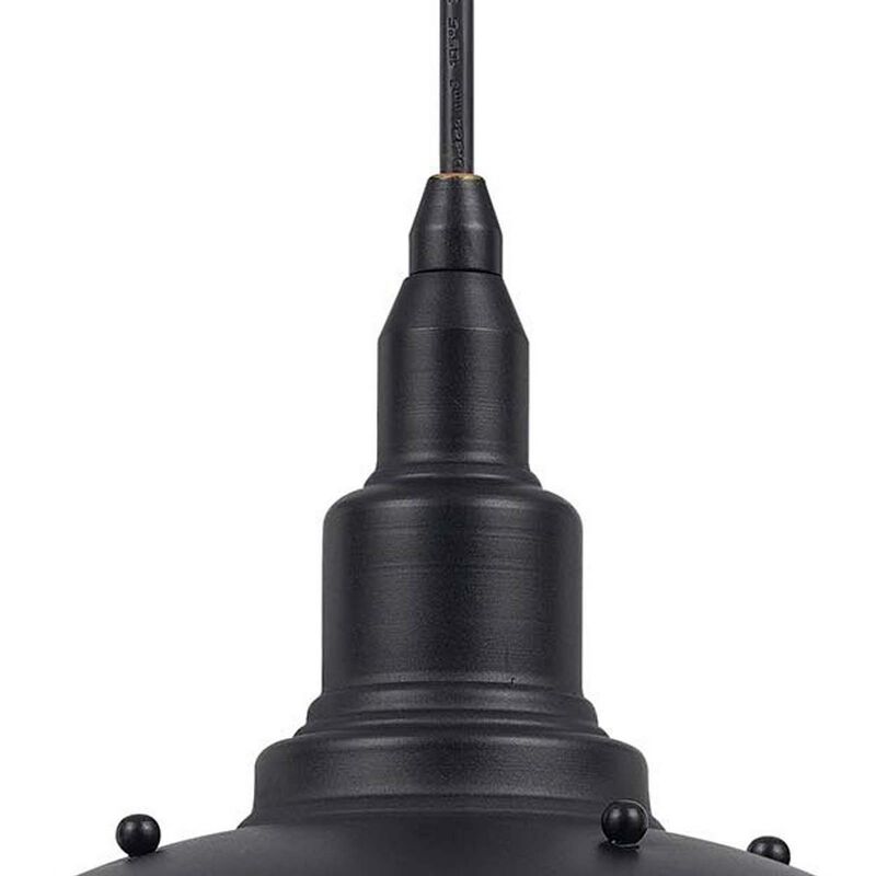 Oma 8 Inch Modern Pendant Light, Industrial Style, Dark Bronze Metal Frame - Benzara