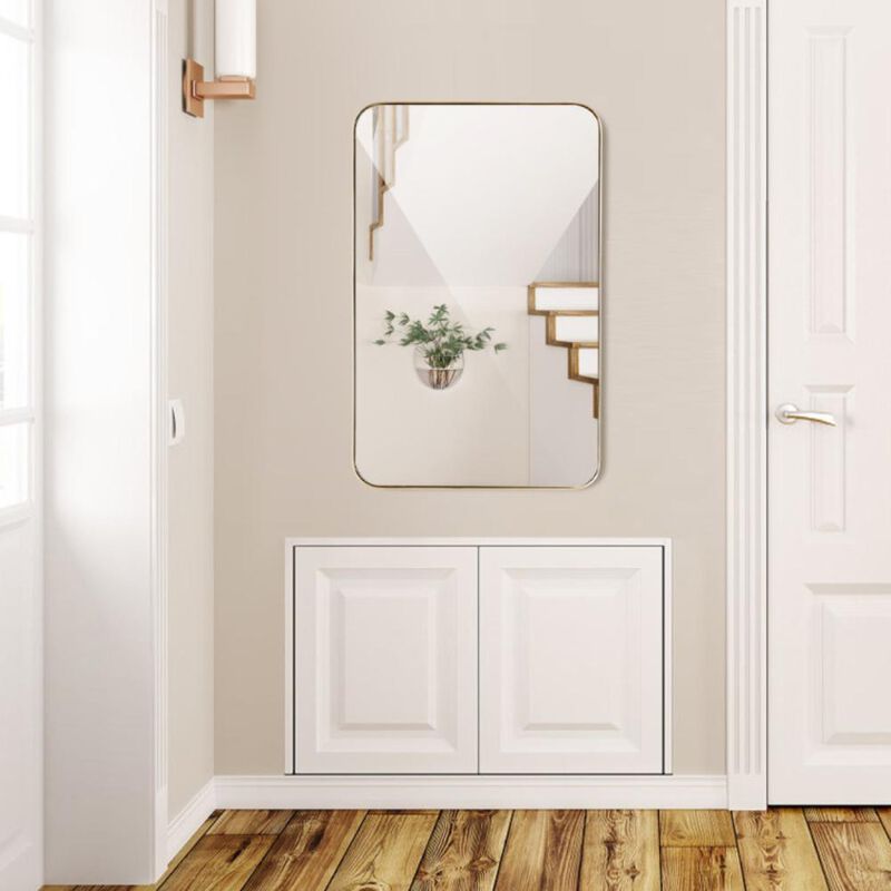 Hivvago 32 x 20 Inch Metal Frame Wall-Mounted Rectangle Mirror